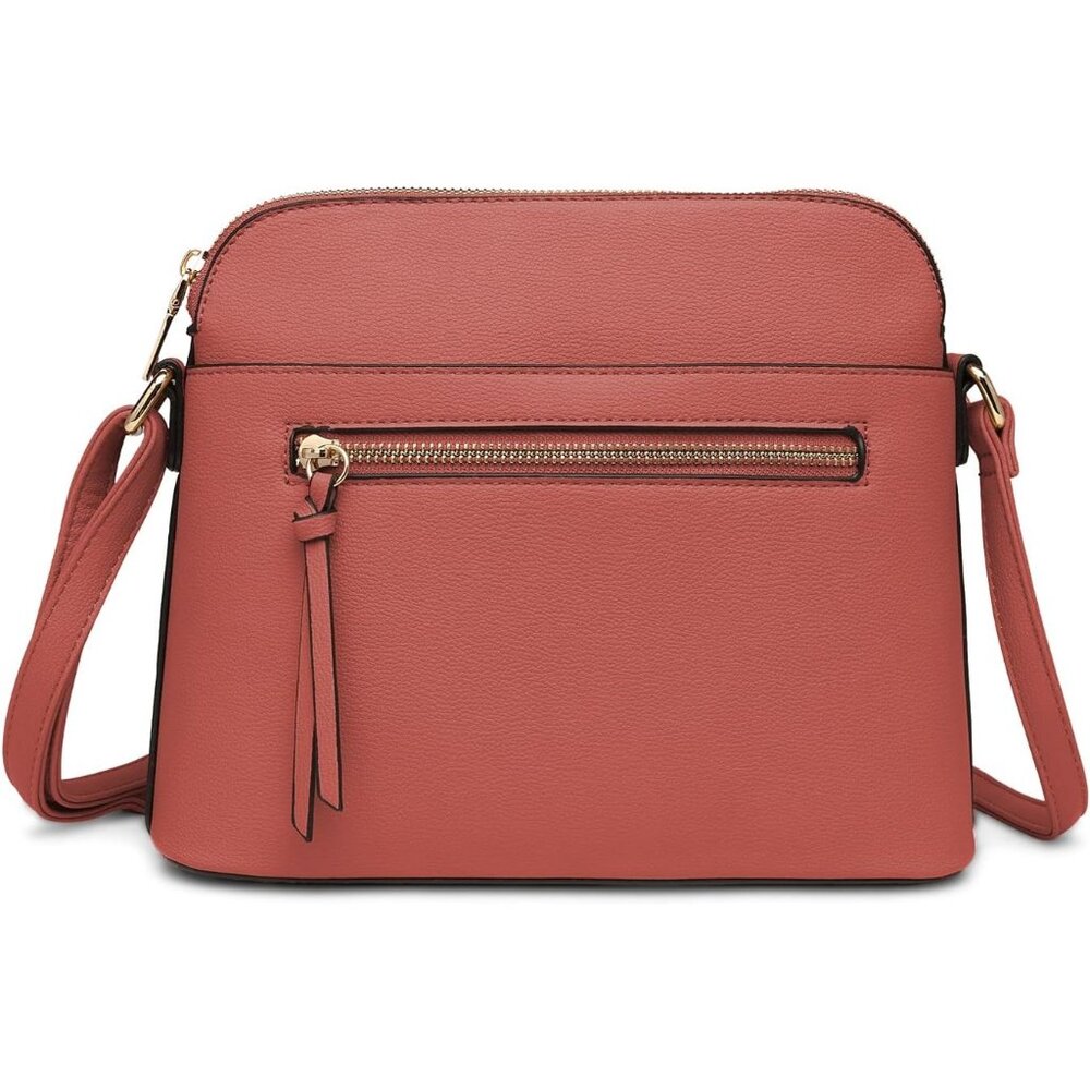 ⚡ Women's Pink Adjustable Shoulder Strap Zipper Pocket Beautiful Crossbody Bag